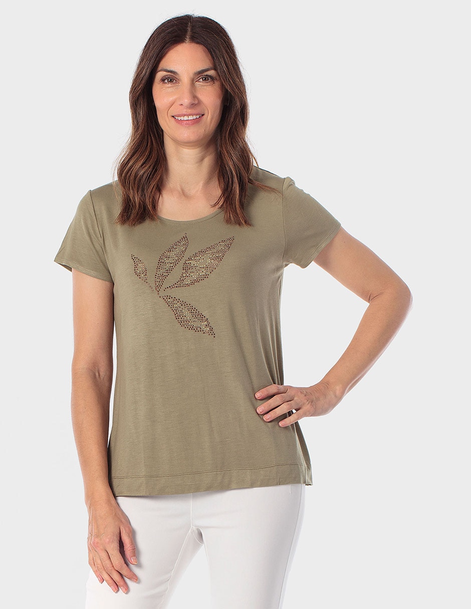 Playera manga corta cuello redondo para mujer