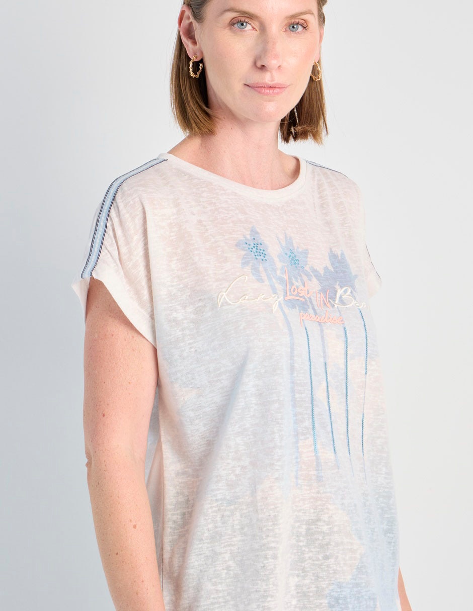 Playera manga corta Punt Roma cuello redondo para mujer