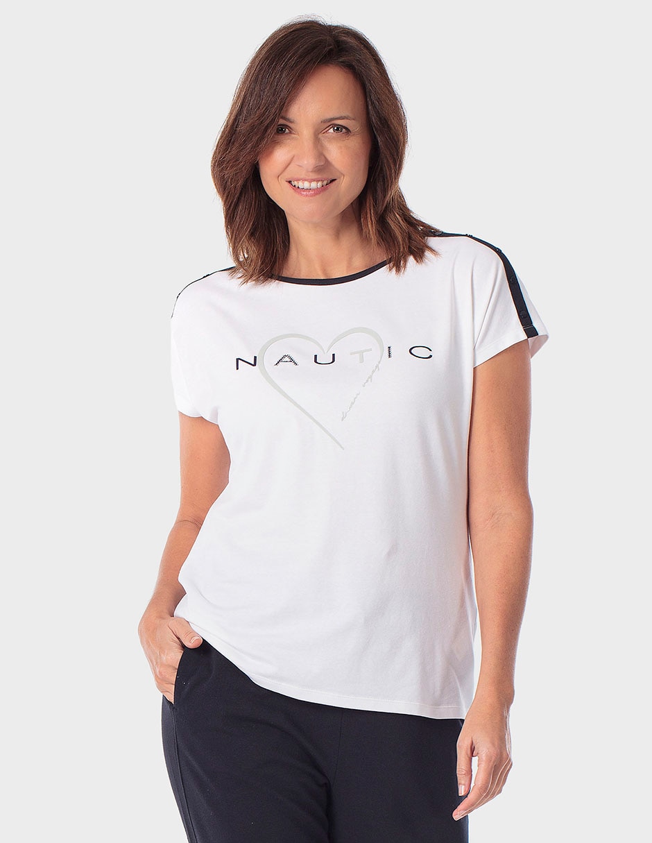 Playera manga corta cuello redondo para mujer