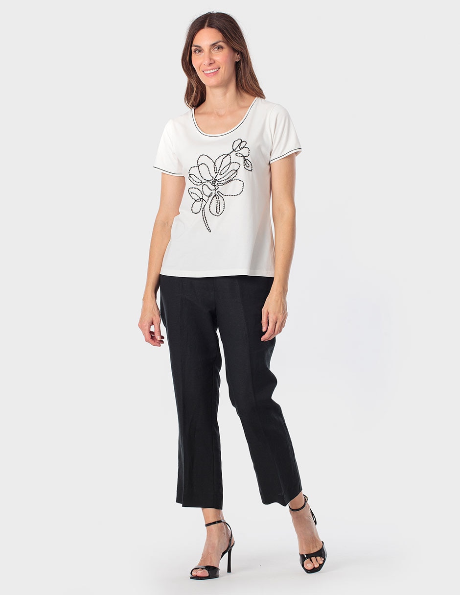 Playera manga corta Punt Roma cuello redondo para mujer