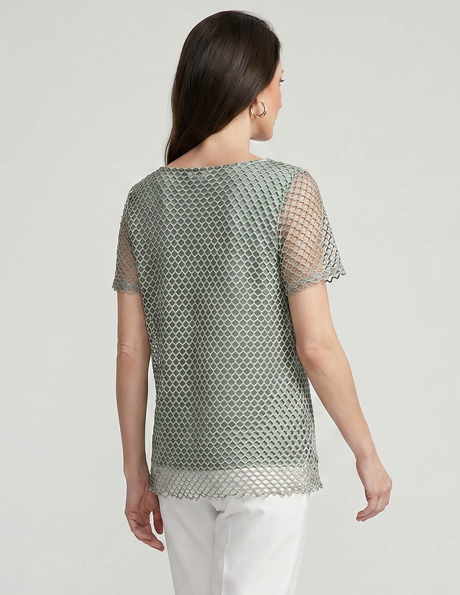 Playera manga corta Punt Roma cuello V para mujer