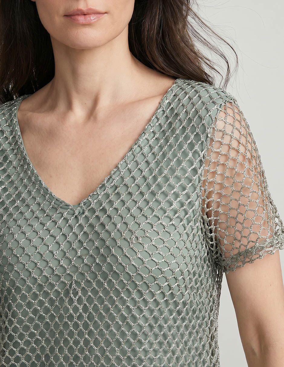 Playera manga corta Punt Roma cuello V para mujer