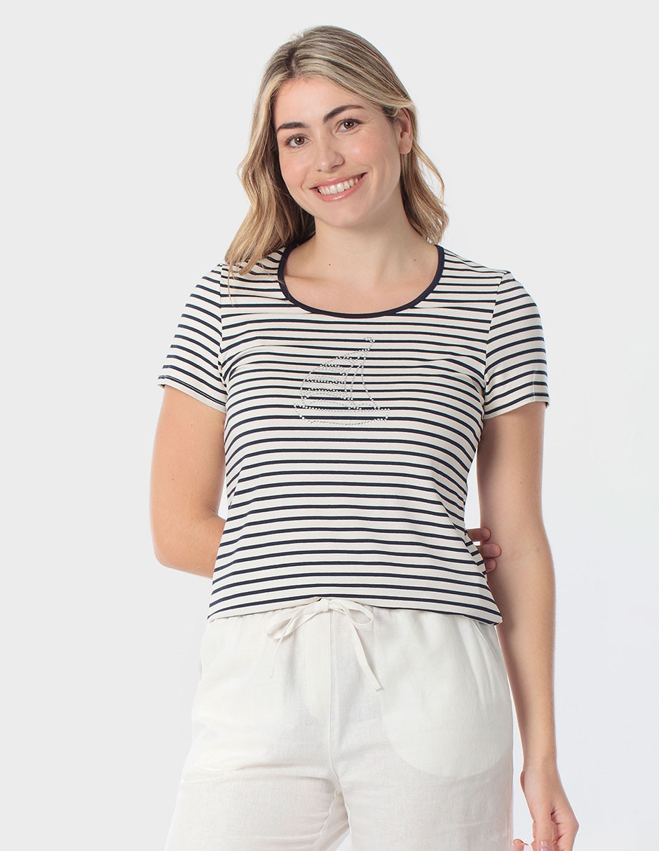 Playera manga corta cuello redondo para mujer 1