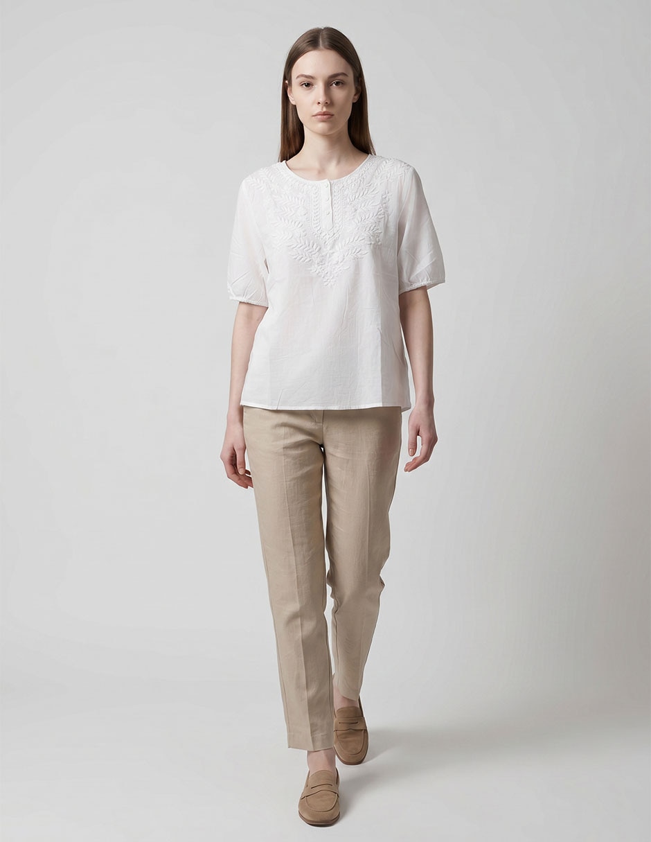 Blusa manga al codo para mujer