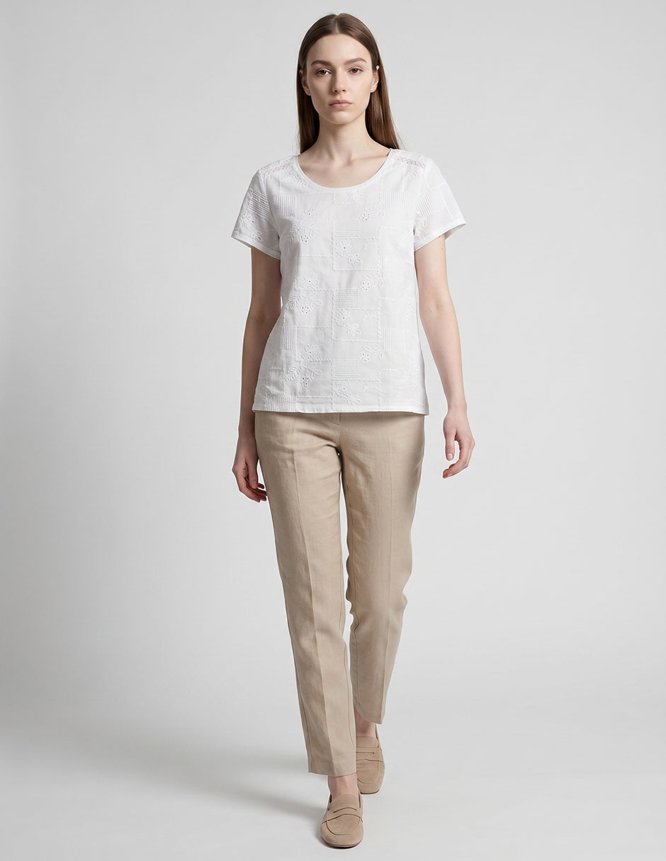 Playera manga corta cuello redondo para mujer Playera manga corta cuello redondo para mujer