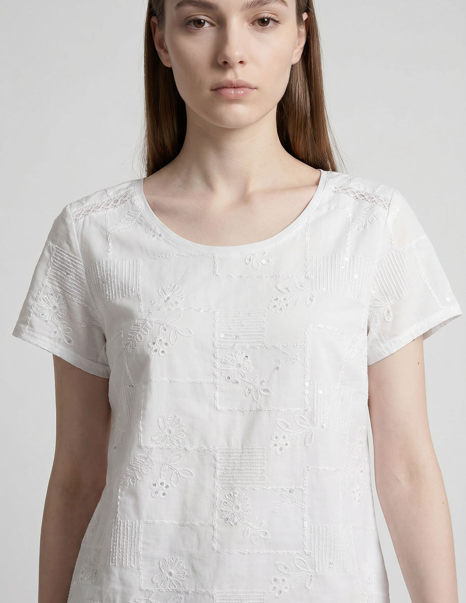 Playera manga corta Punt Roma cuello redondo para mujer