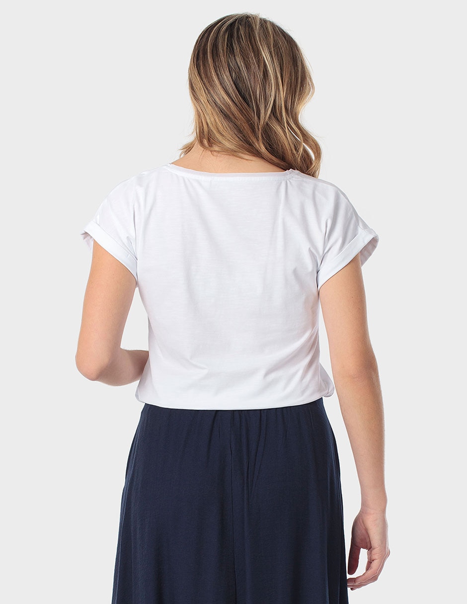 Playera manga corta cuello redondo para mujer 2
