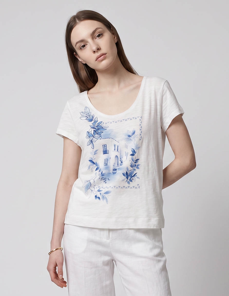 Playera manga corta cuello redondo para mujer