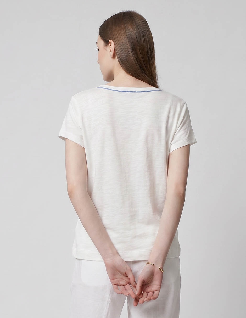 Playera manga corta punt roma cuello redondo para mujer