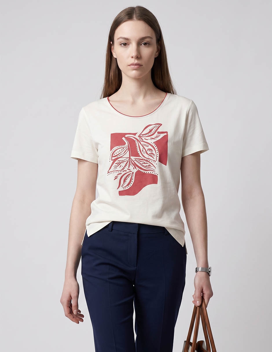 Playera manga corta cuello redondo para mujer