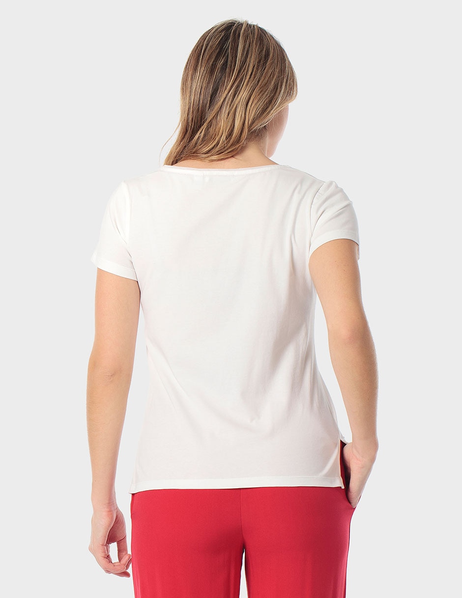 Playera manga corta Punt Roma cuello redondo para mujer