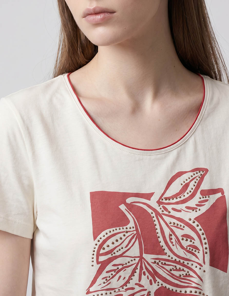 Playera manga corta Punt Roma cuello redondo para mujer