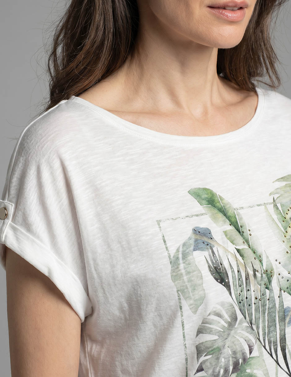 Playera manga corta Punt Roma cuello redondo para mujer