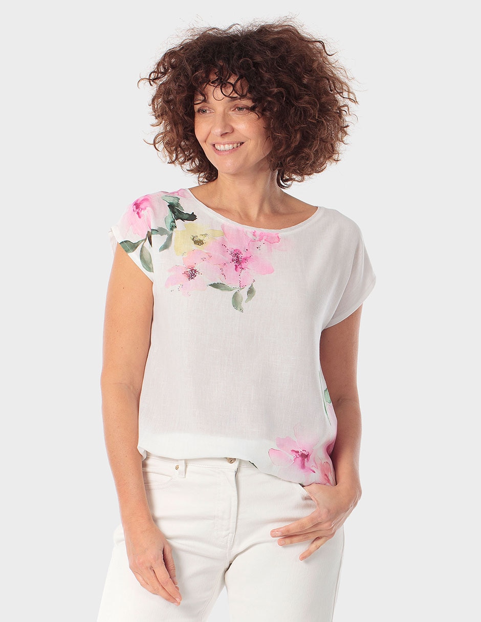 Blusa manga corta cuello redondo para mujer Blusa manga corta cuello redondo para mujer
