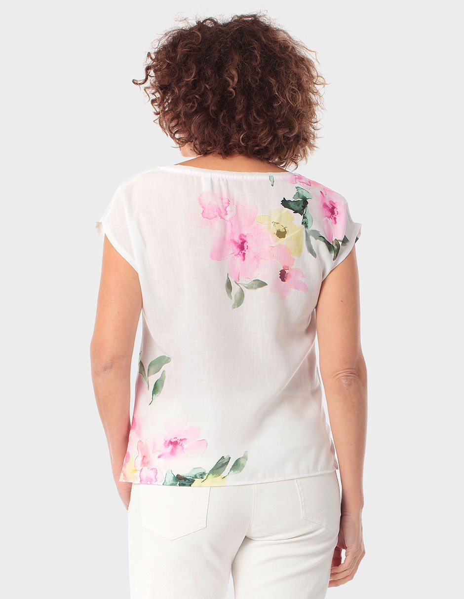 Blusa manga corta cuello redondo para mujer 2