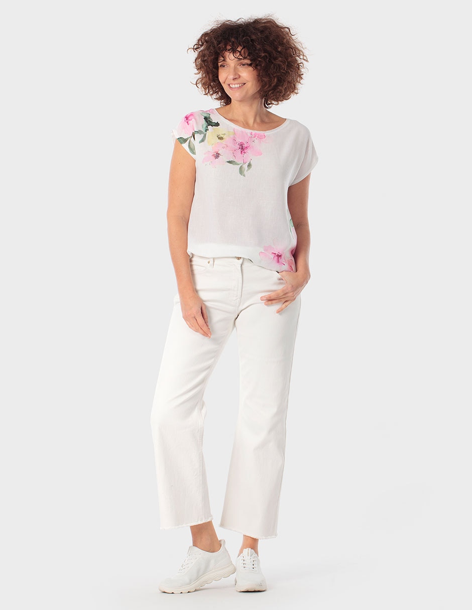 Blusa manga corta cuello redondo para mujer 3