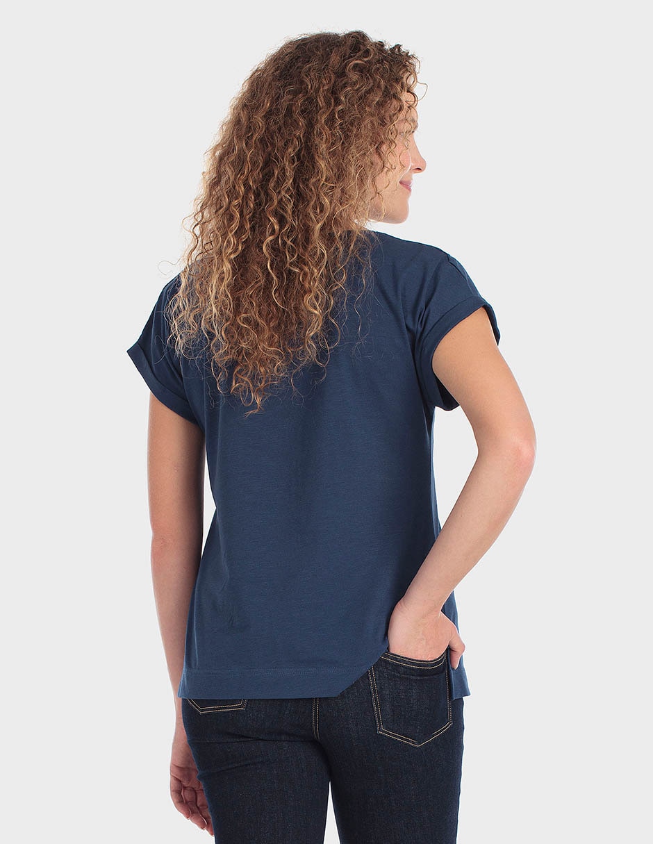 Playera manga corta cuello redondo para mujer 3
