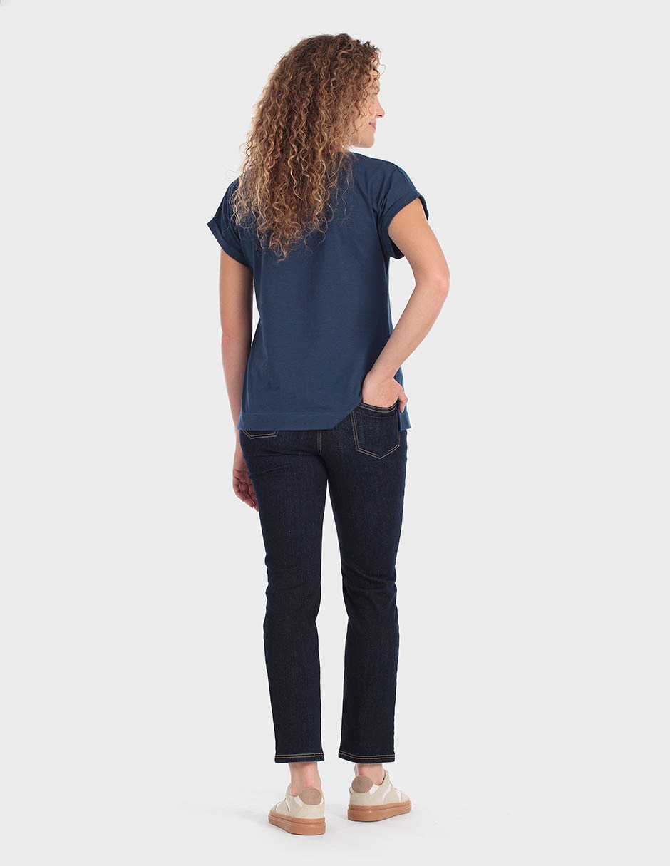 Playera manga corta cuello redondo para mujer 7