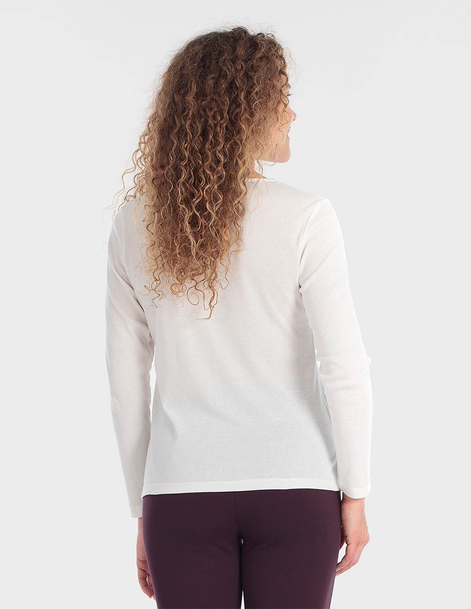 Playera manga larga cuello redondo para mujer 4