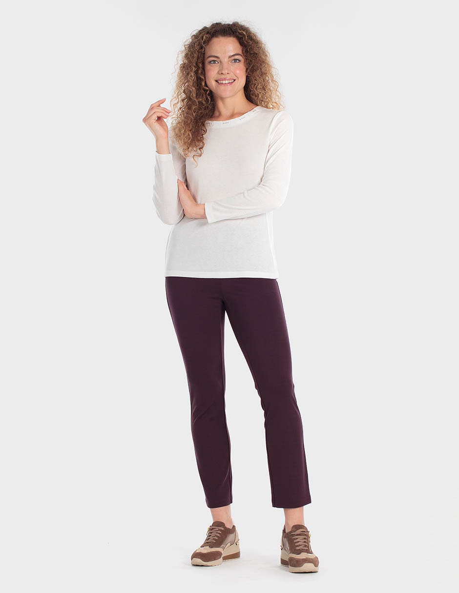 Playera manga larga cuello redondo para mujer 3
