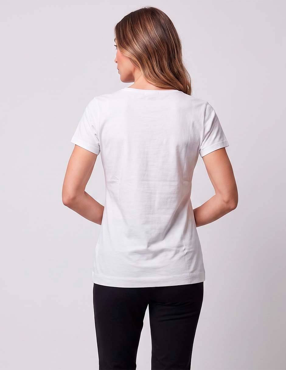 Playera manga corta cuello v para mujer 4