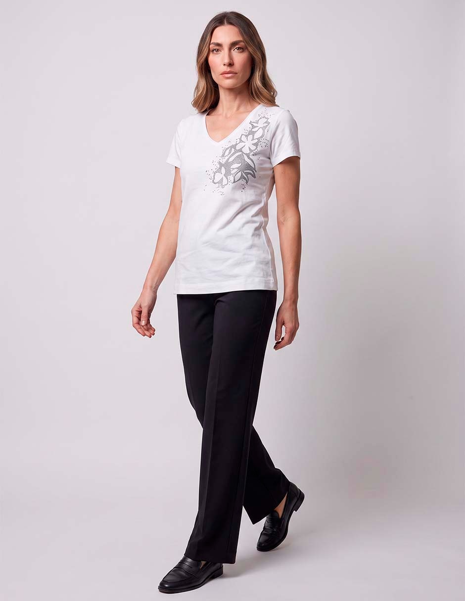 Playera manga corta cuello v para mujer 3