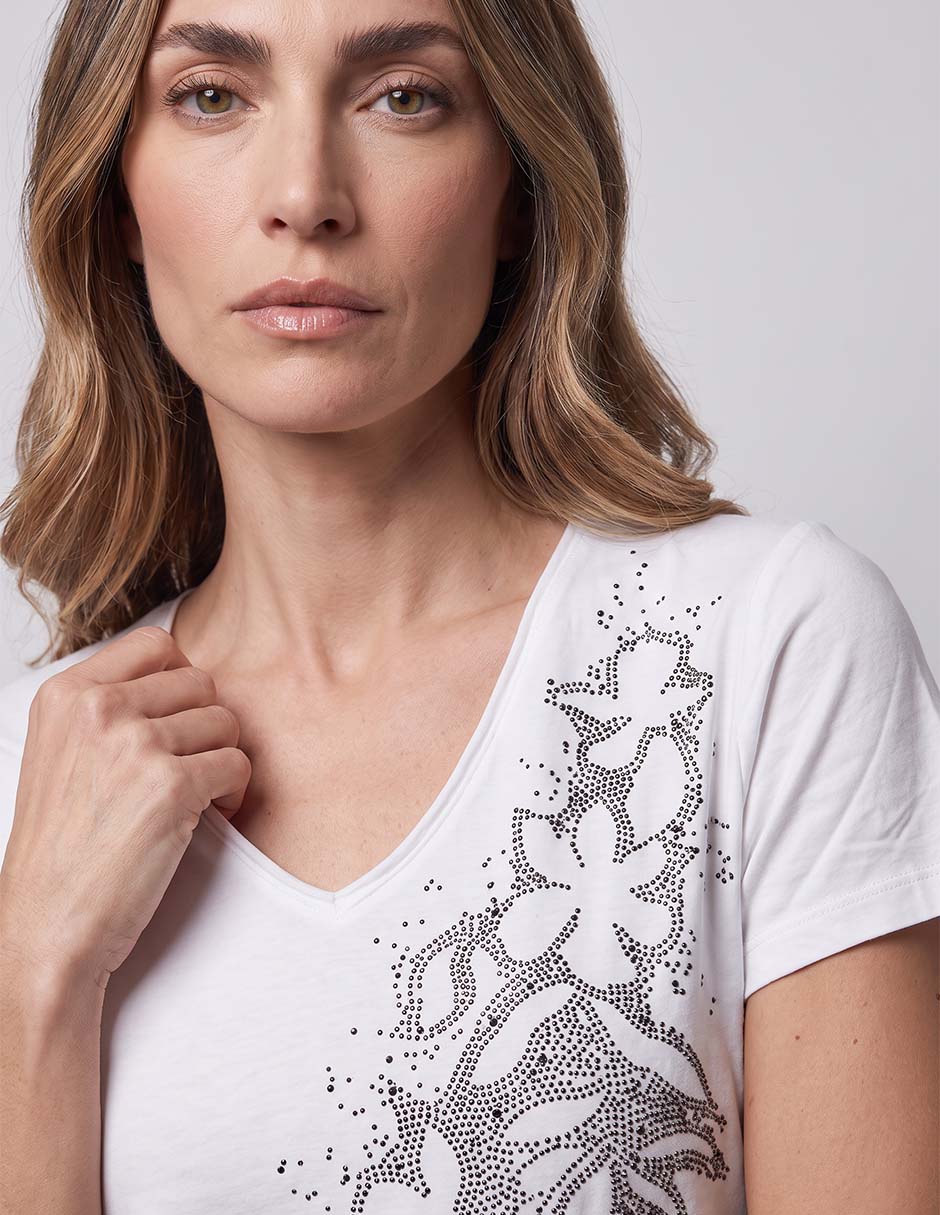 Playera manga corta cuello v para mujer 2