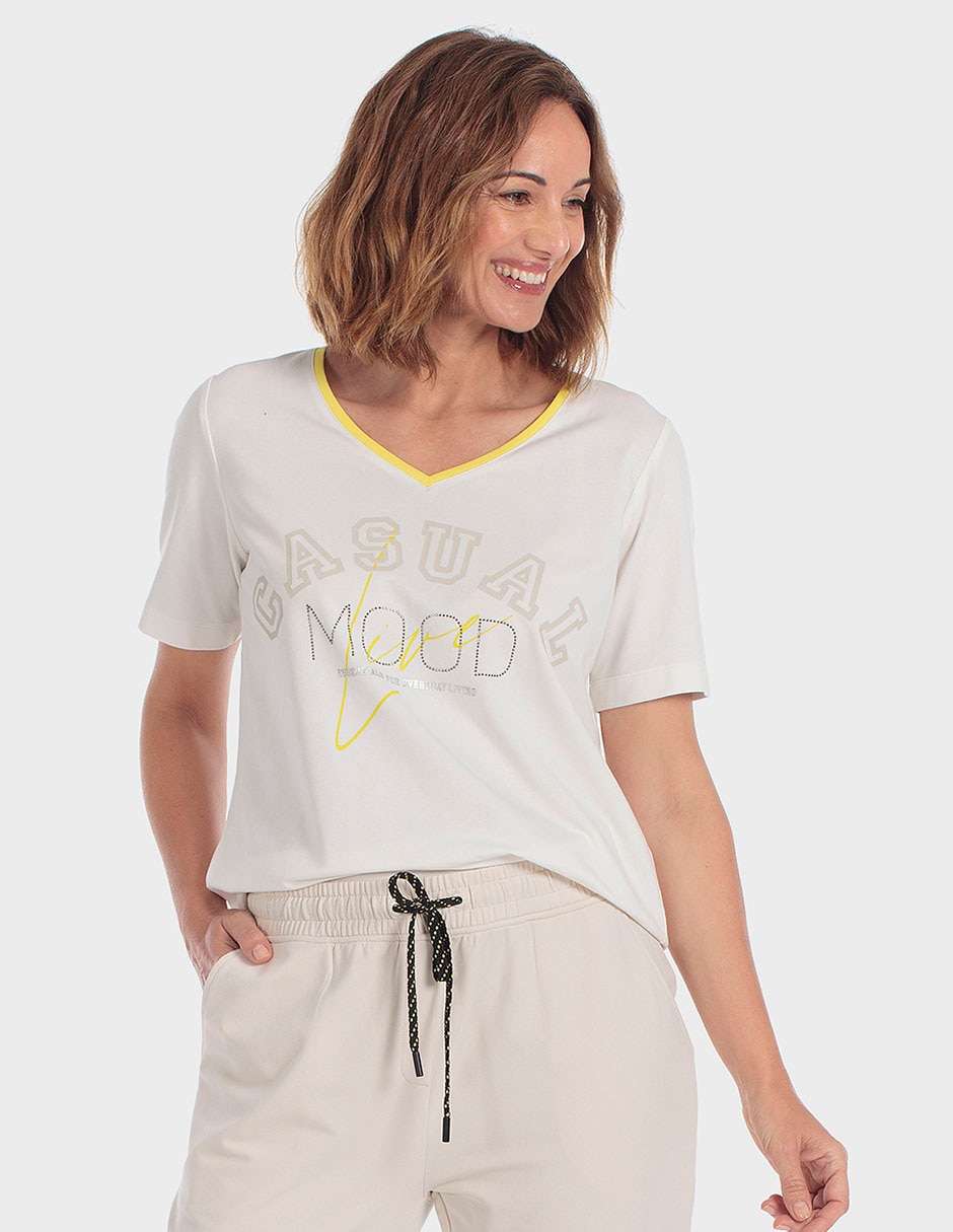 Playera manga corta cuello redondo mujer