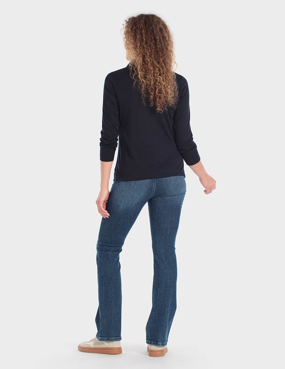 Playera manga larga cuello camisero mujer 4