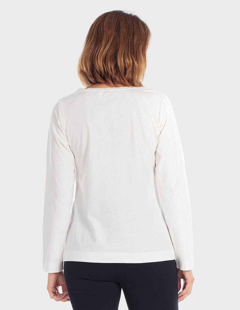Playera manga larga cuello redondo para mujer