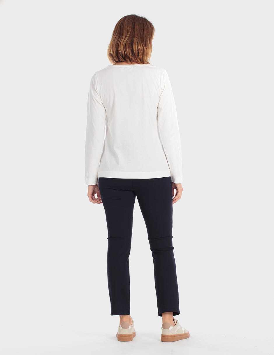 Playera manga larga cuello redondo para mujer