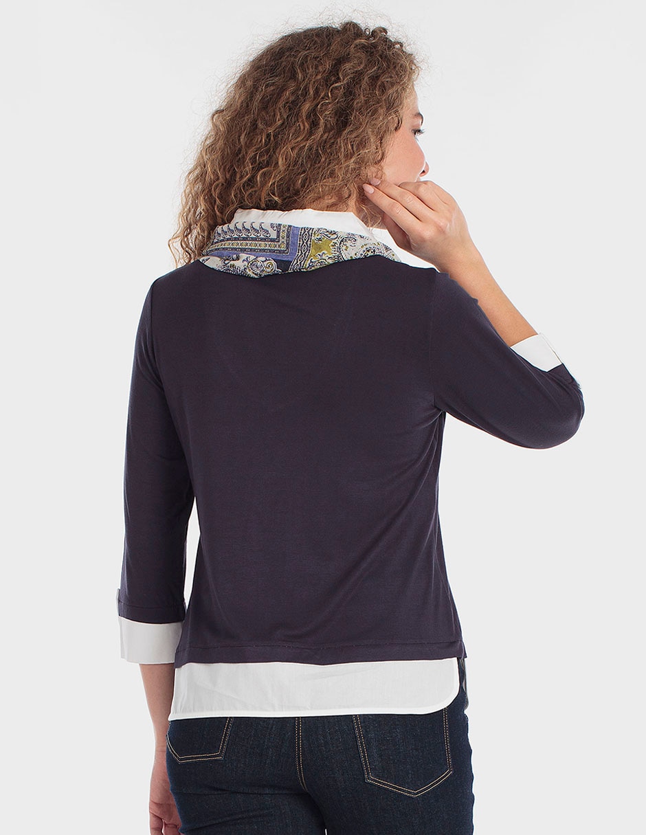 Playera manga larga cuello alto para mujer 2