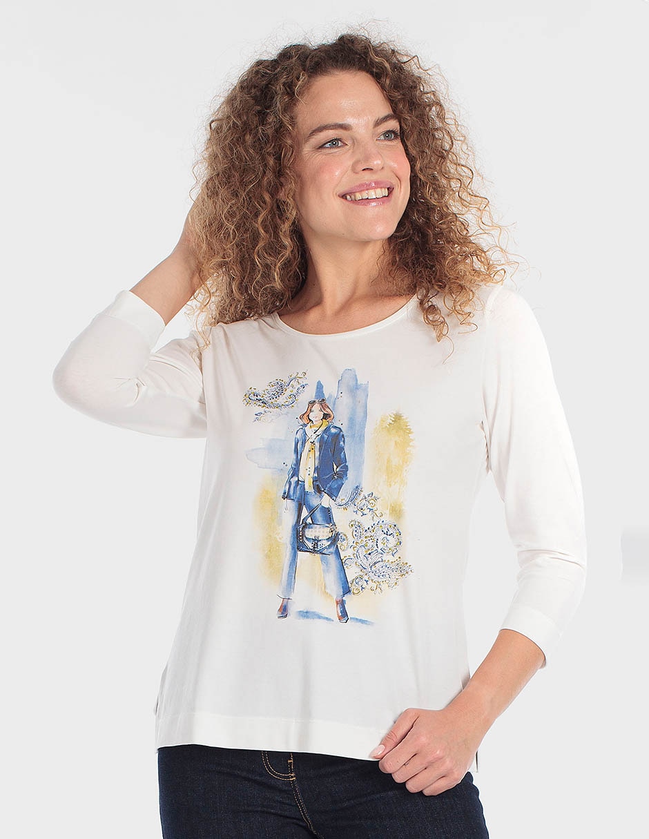 Playera manga 3/4 cuello redondo para mujer Playera manga 3/4 cuello redondo para mujer
