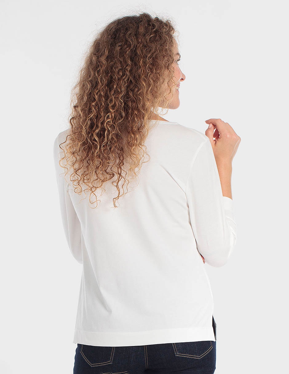 Playera manga 3/4 cuello redondo para mujer