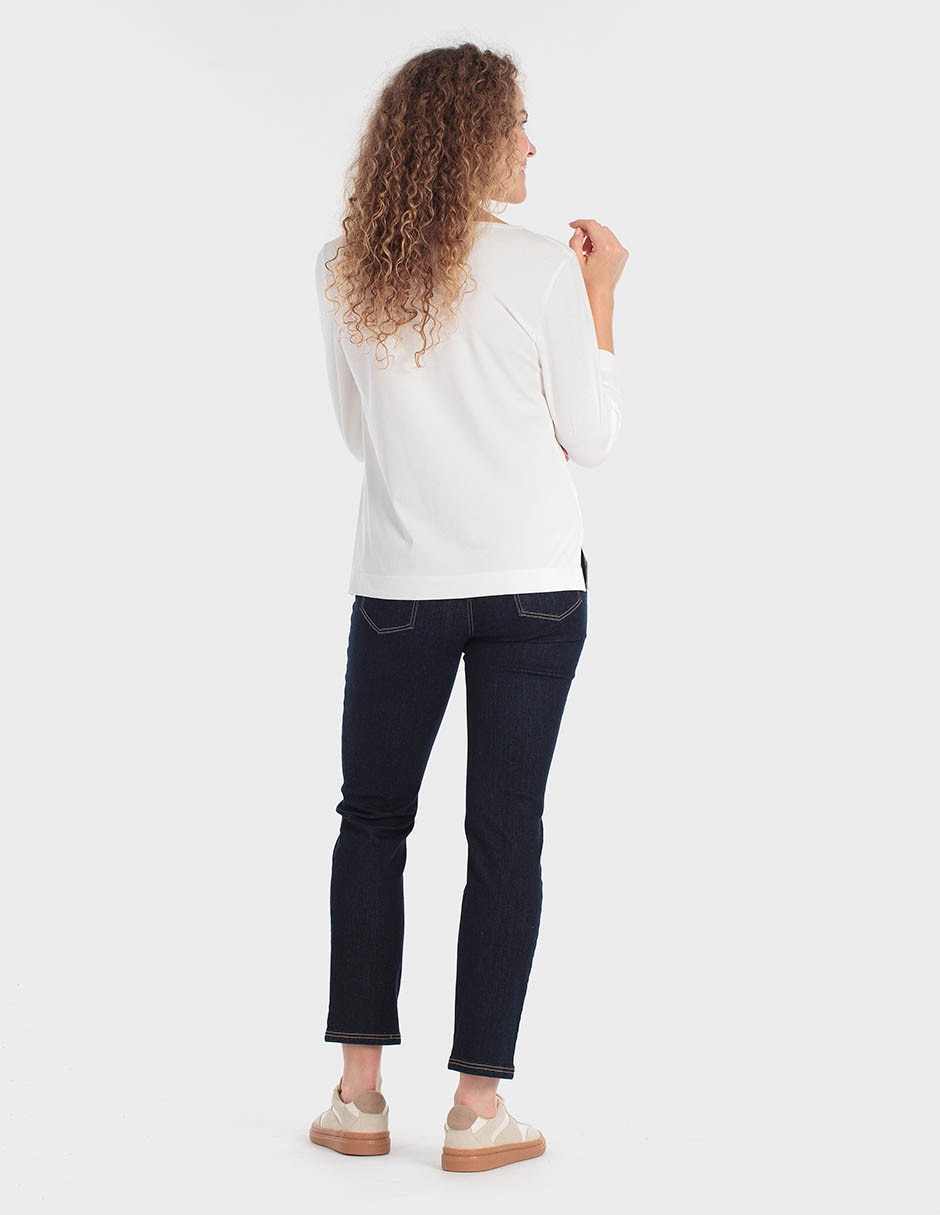 Playera manga 3/4 cuello redondo para mujer