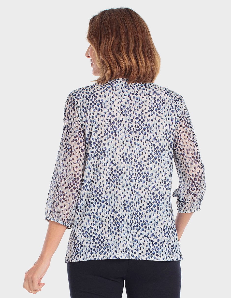 Playera manga 3/4 cuello con amarre para mujer 3