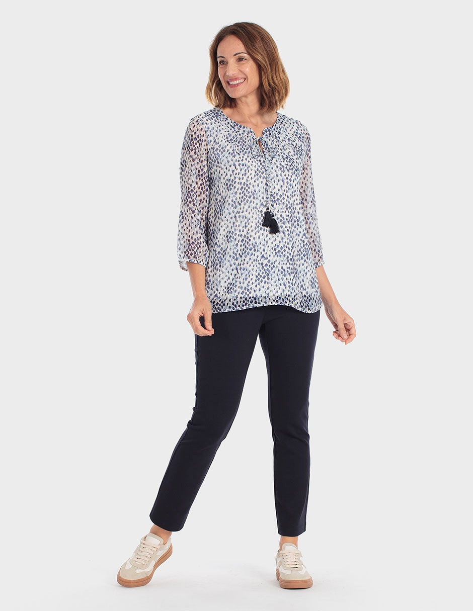 Playera manga 3/4 cuello con amarre para mujer 2