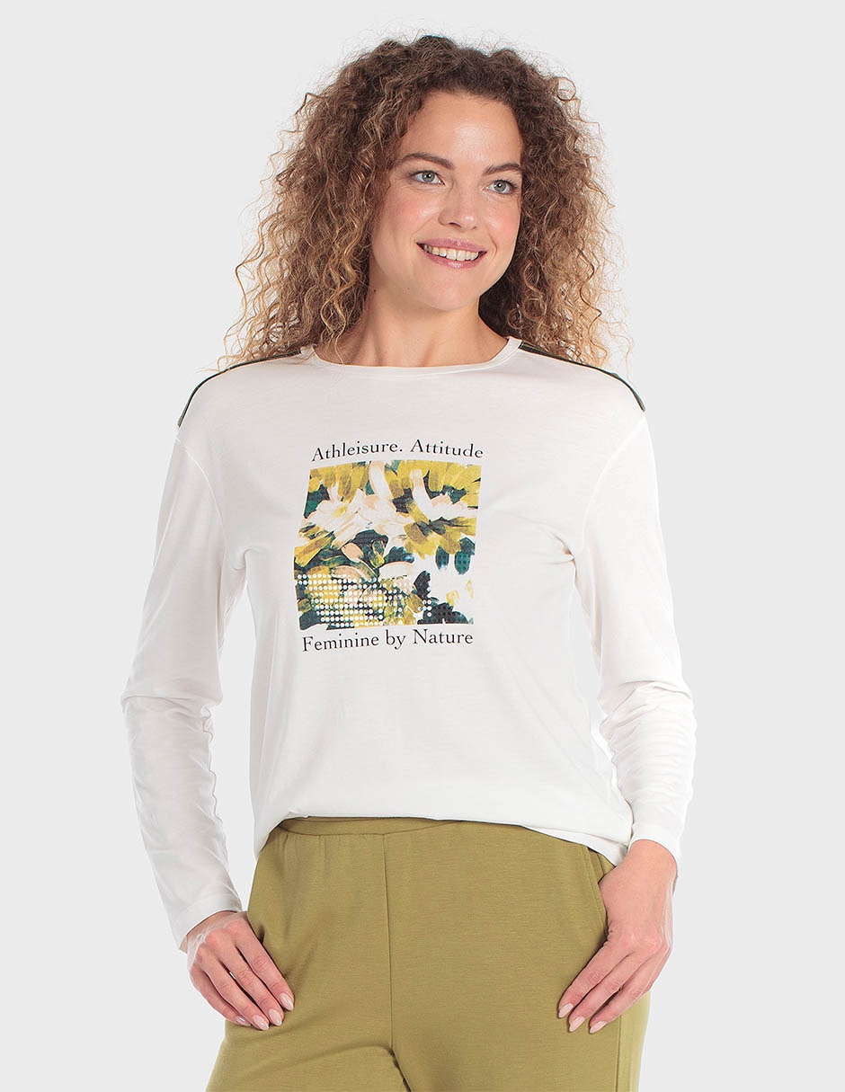Playera manga larga cuello redondo para mujer Playera manga larga cuello redondo para mujer