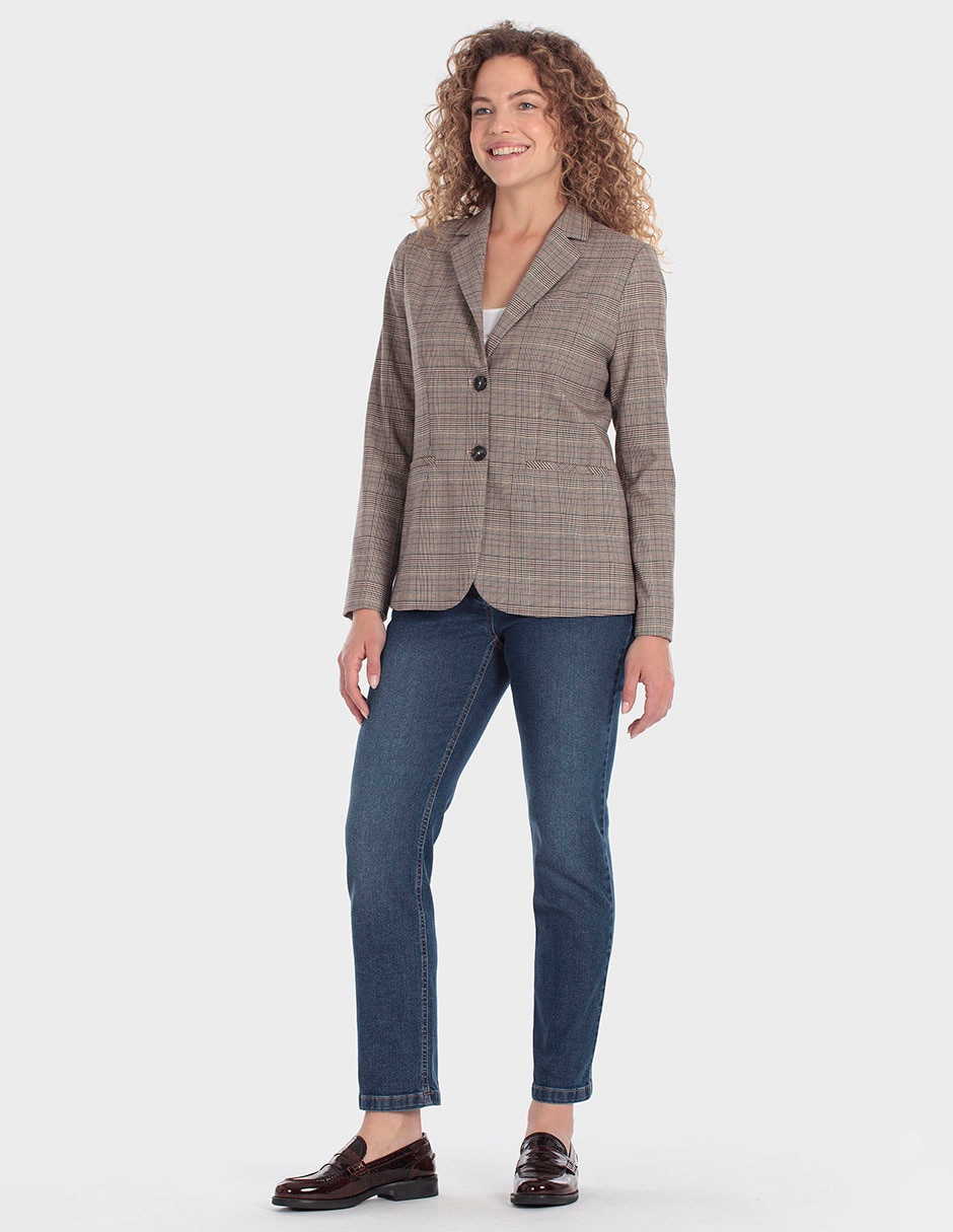 Jeans slim corte a la cintura para mujer 2