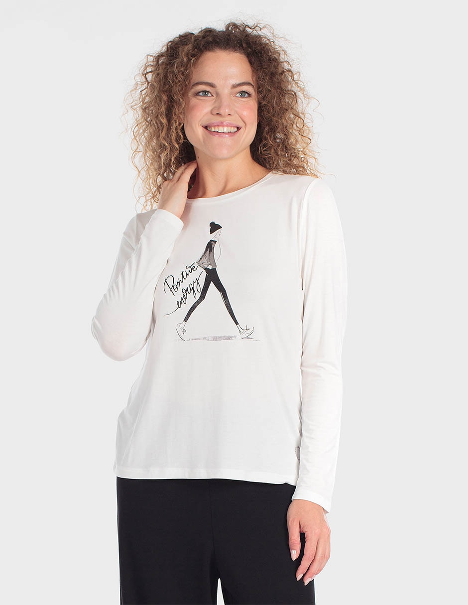 Playera manga larga cuello redondo para mujer Playera manga larga cuello redondo para mujer