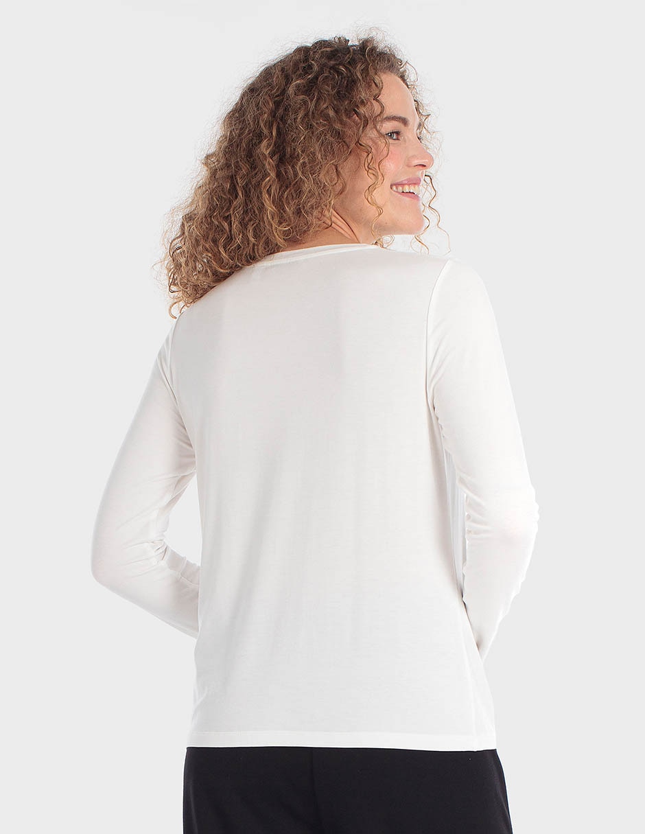 Playera manga larga cuello redondo para mujer 3