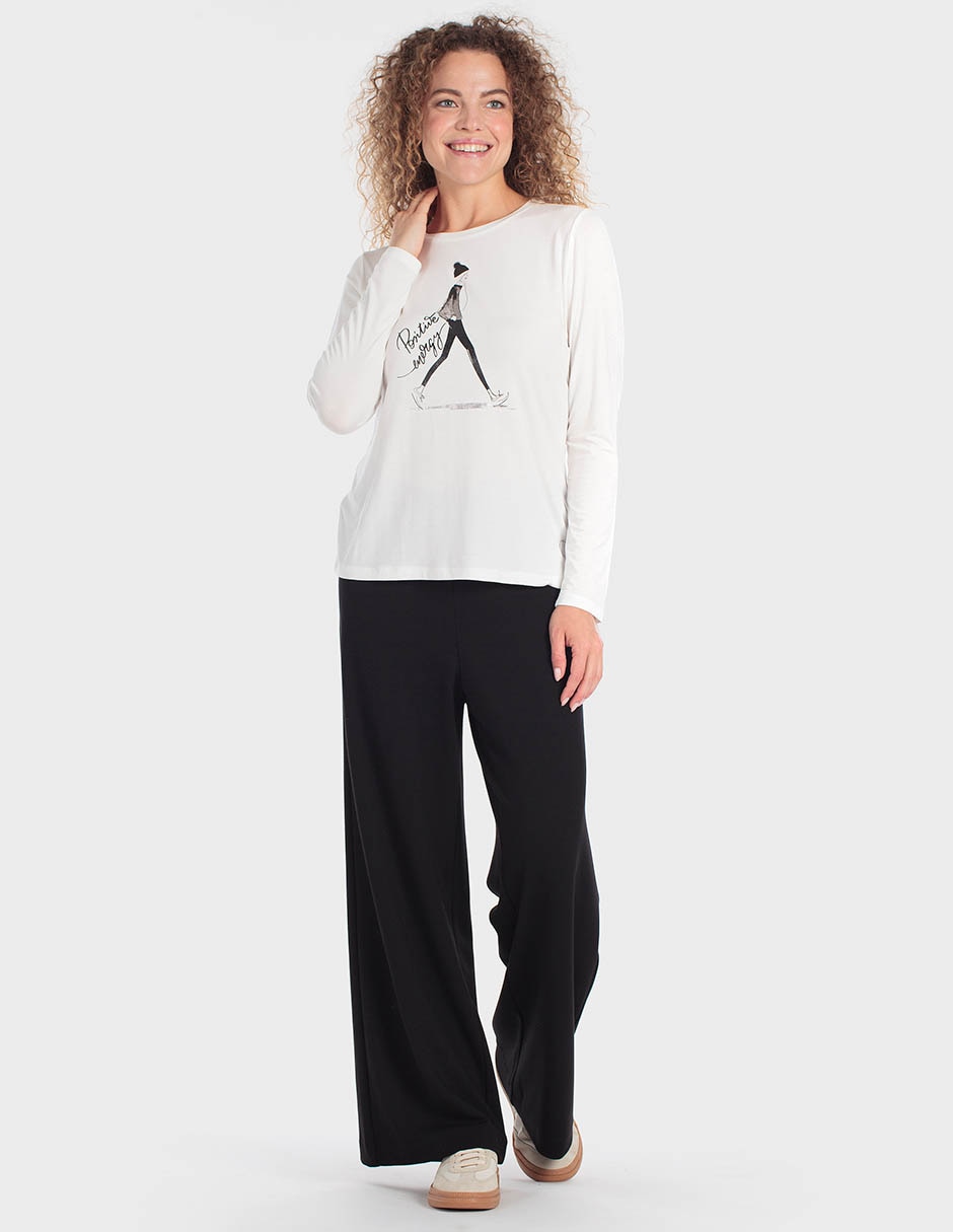 Playera manga larga cuello redondo para mujer 4