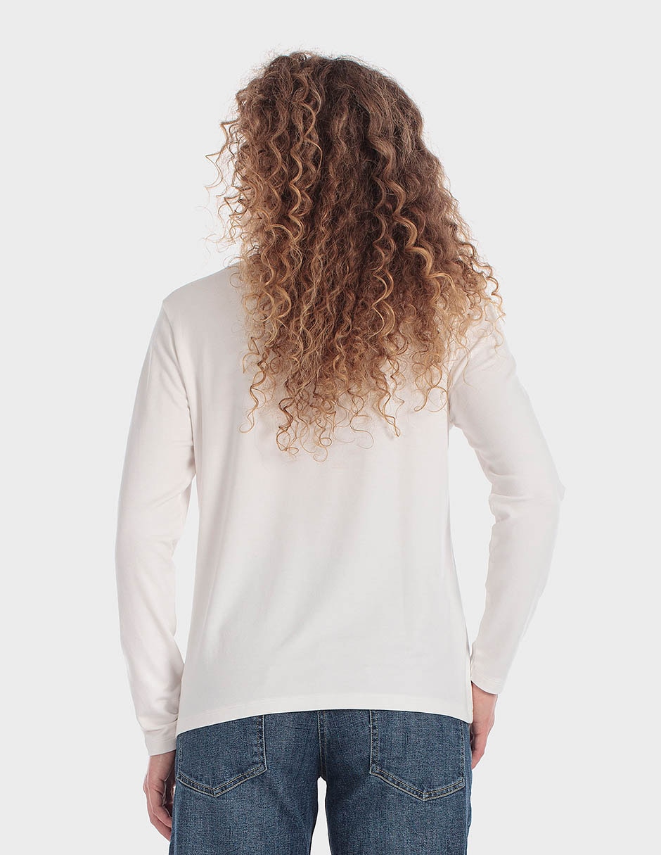 Playera manga larga cuello redondo para mujer 4