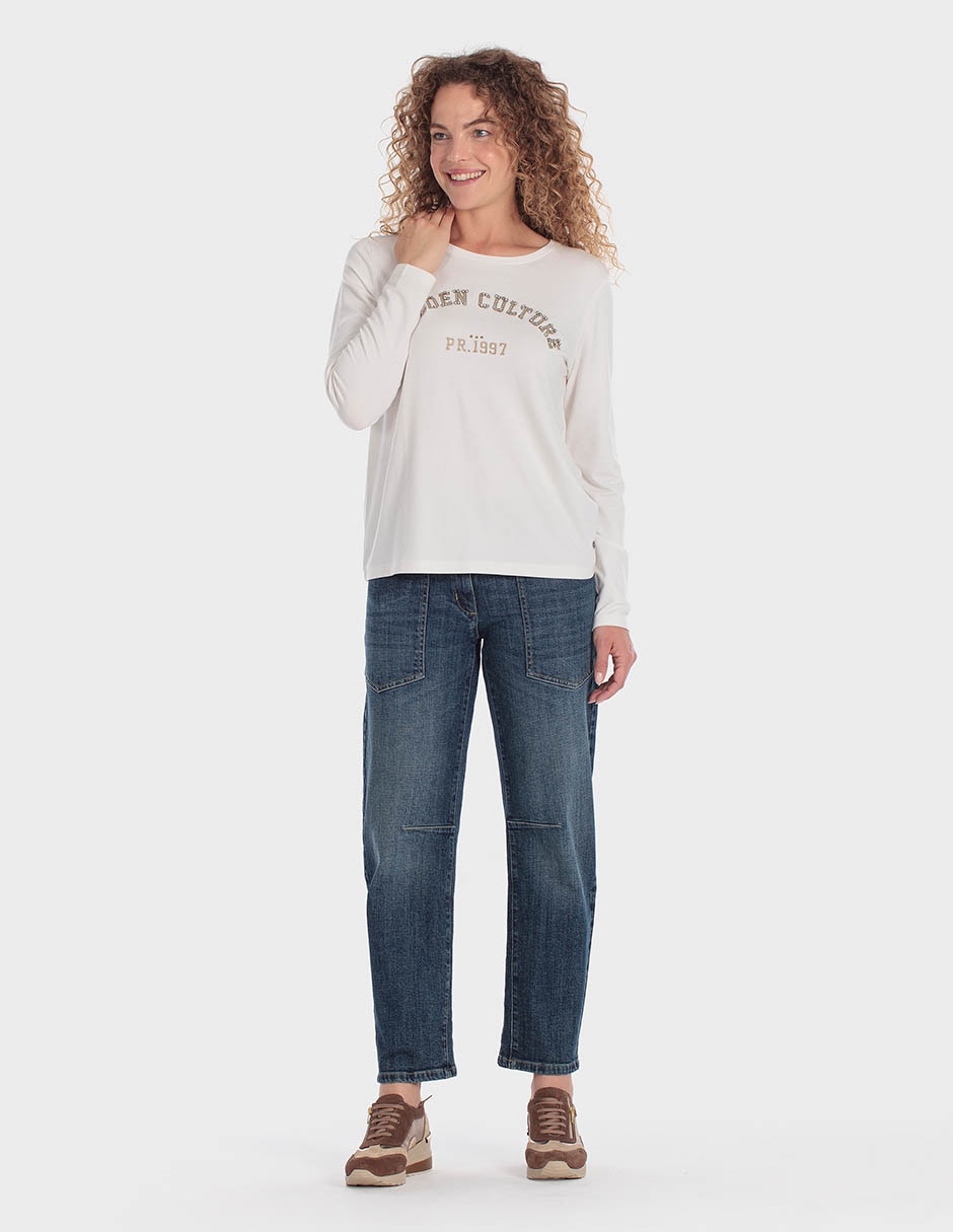 Playera manga larga cuello redondo para mujer 3