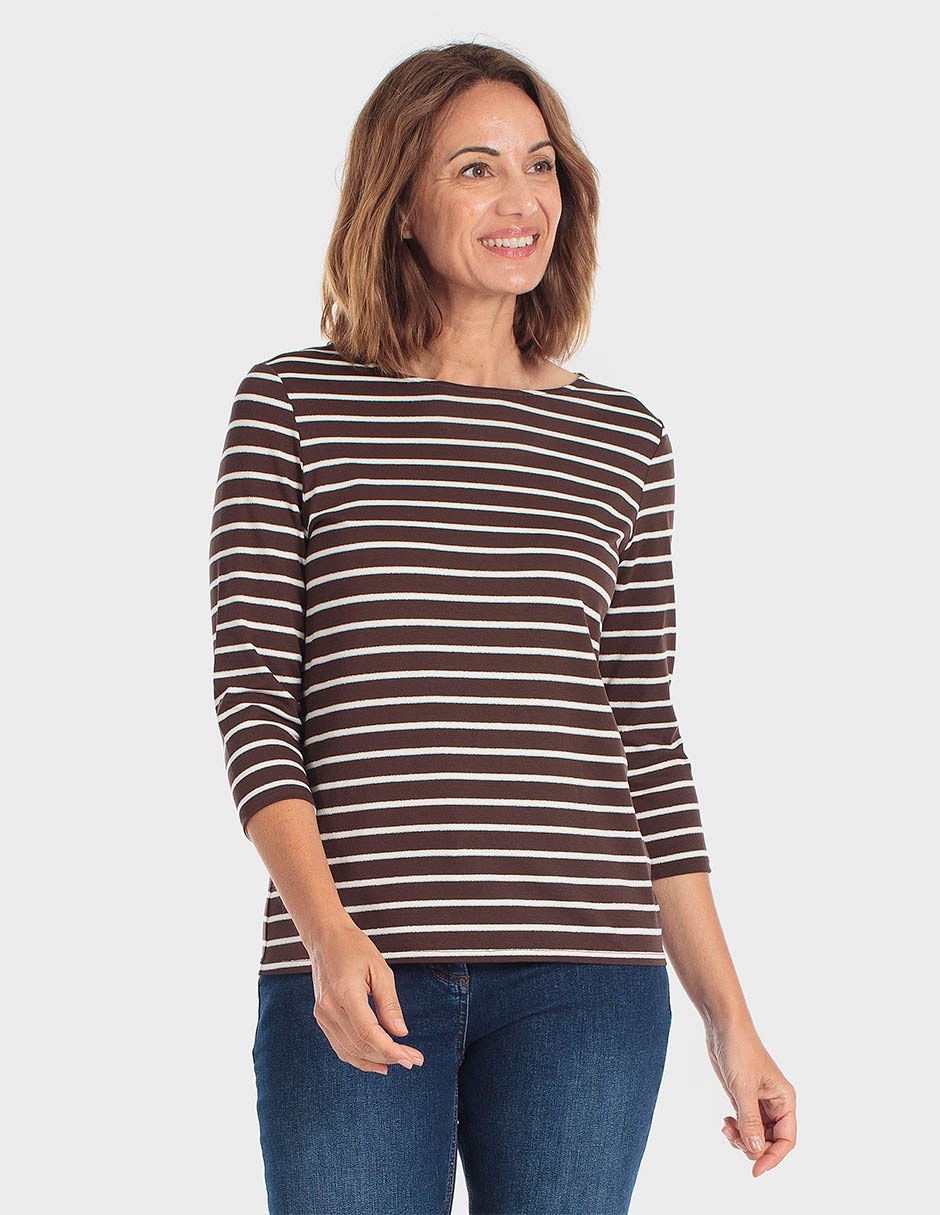 Playera manga 3/4 cuello redondo para mujer Playera manga 3/4 cuello redondo para mujer