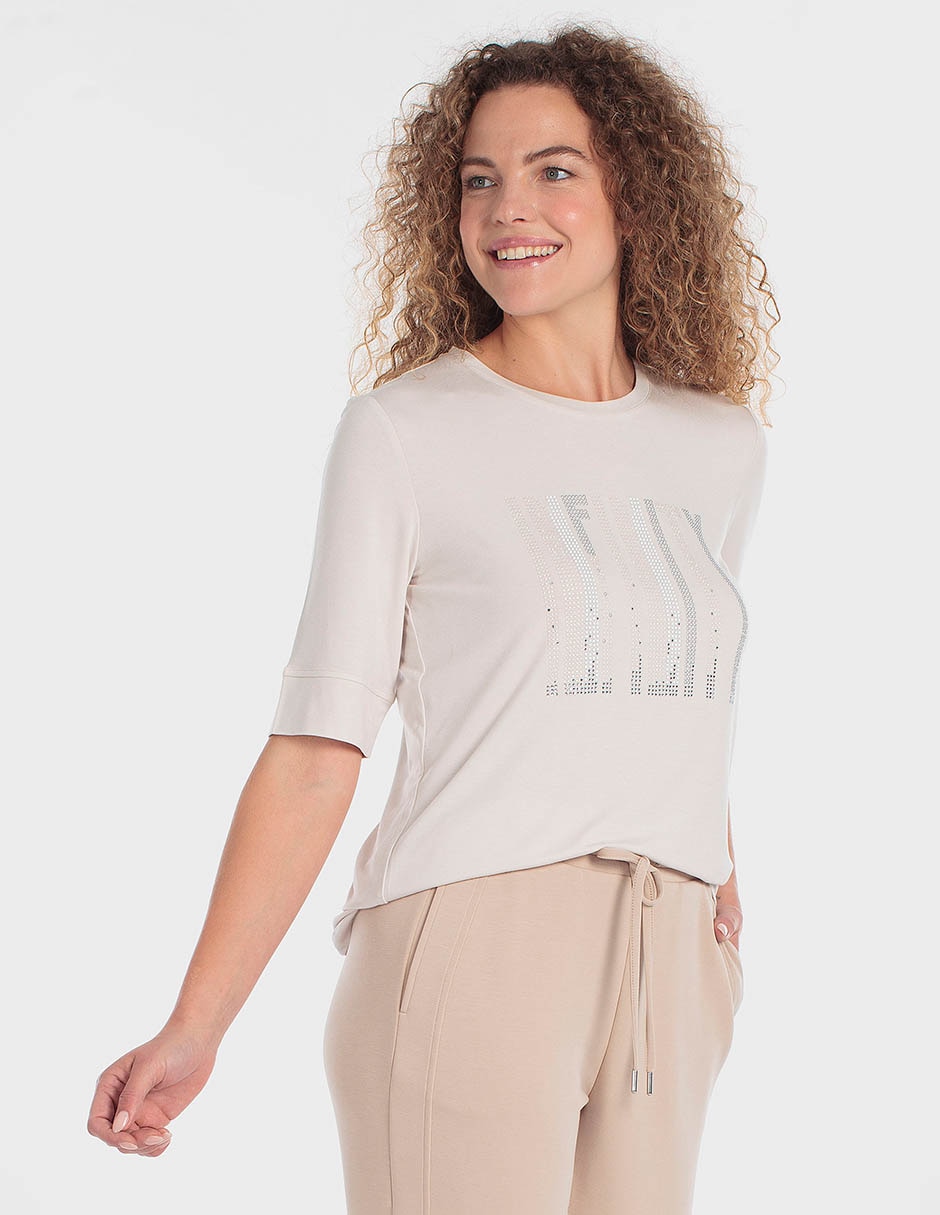 Playera manga 3/4 cuello redondo para mujer