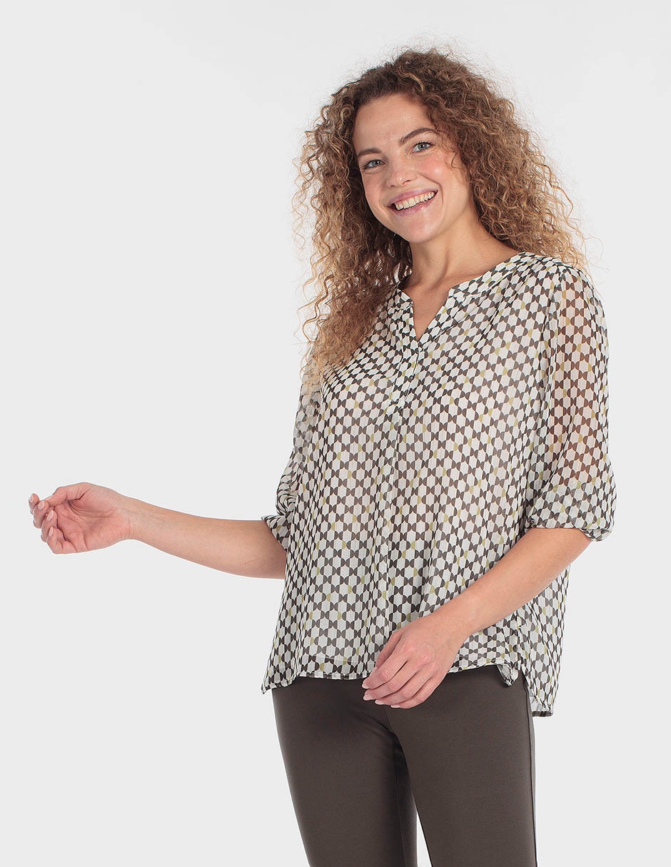 Blusa manga al codo para mujer