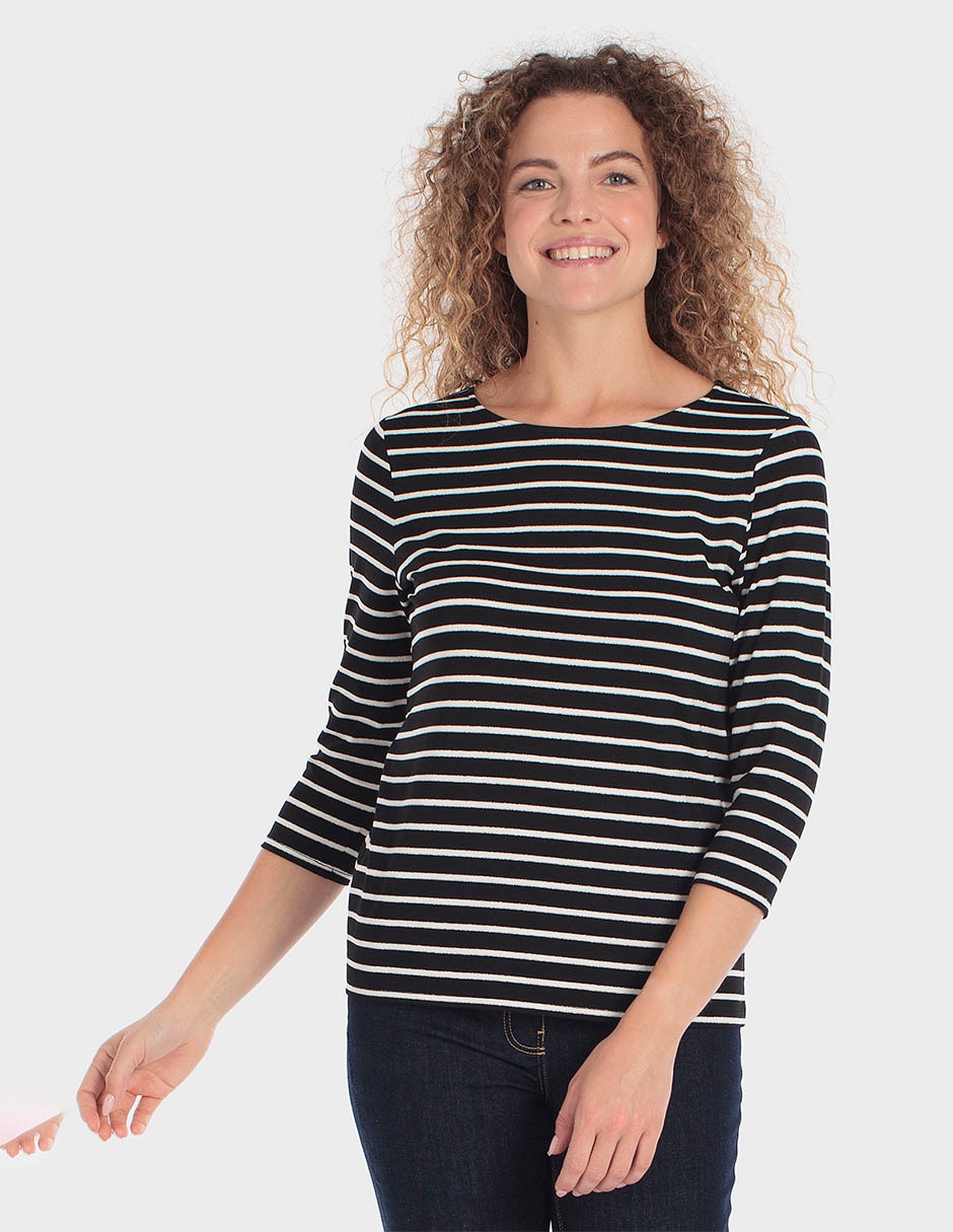 Playera manga 3/4 cuello redondo para mujer 1