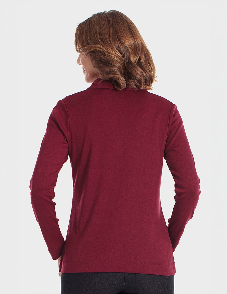 Playera manga larga cuello polo para mujer 2