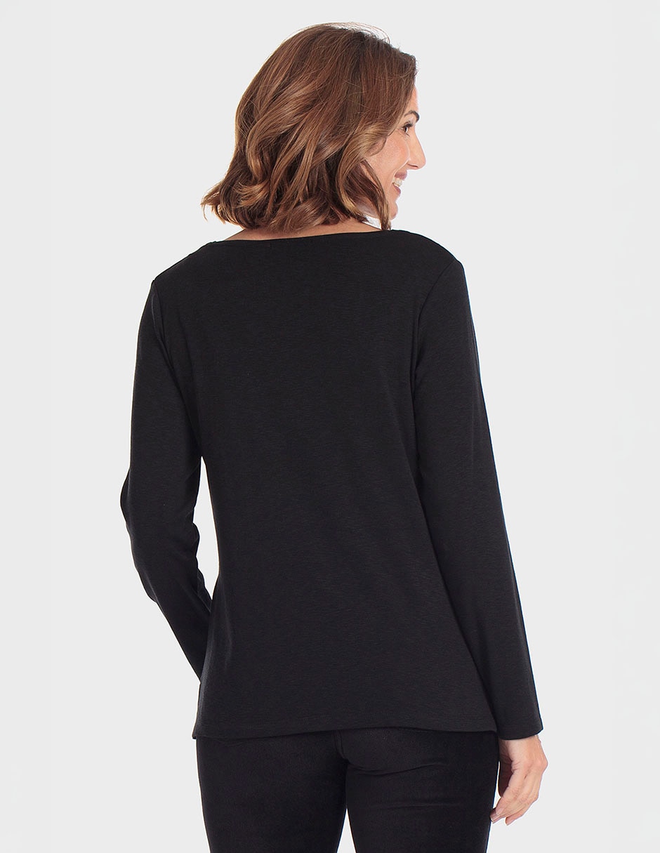 Playera manga larga cuello redondo para mujer 3